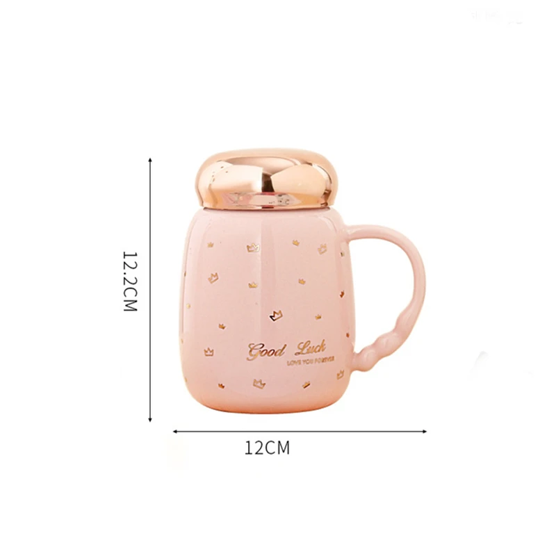 Gypsophila Ceramic Coffee Cup Creative Breakfast Handgrip Mug with Lid Portable Tea Water Cup Porcelain Tableware Christmas Gift