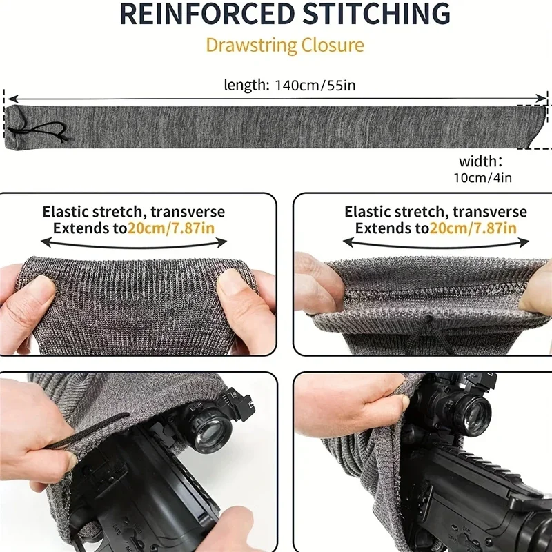 Silicone Treated Gun Sock Polyester Rifle Shooting Fishing Rod Protection Cover Bag Case Hunting Sleeve