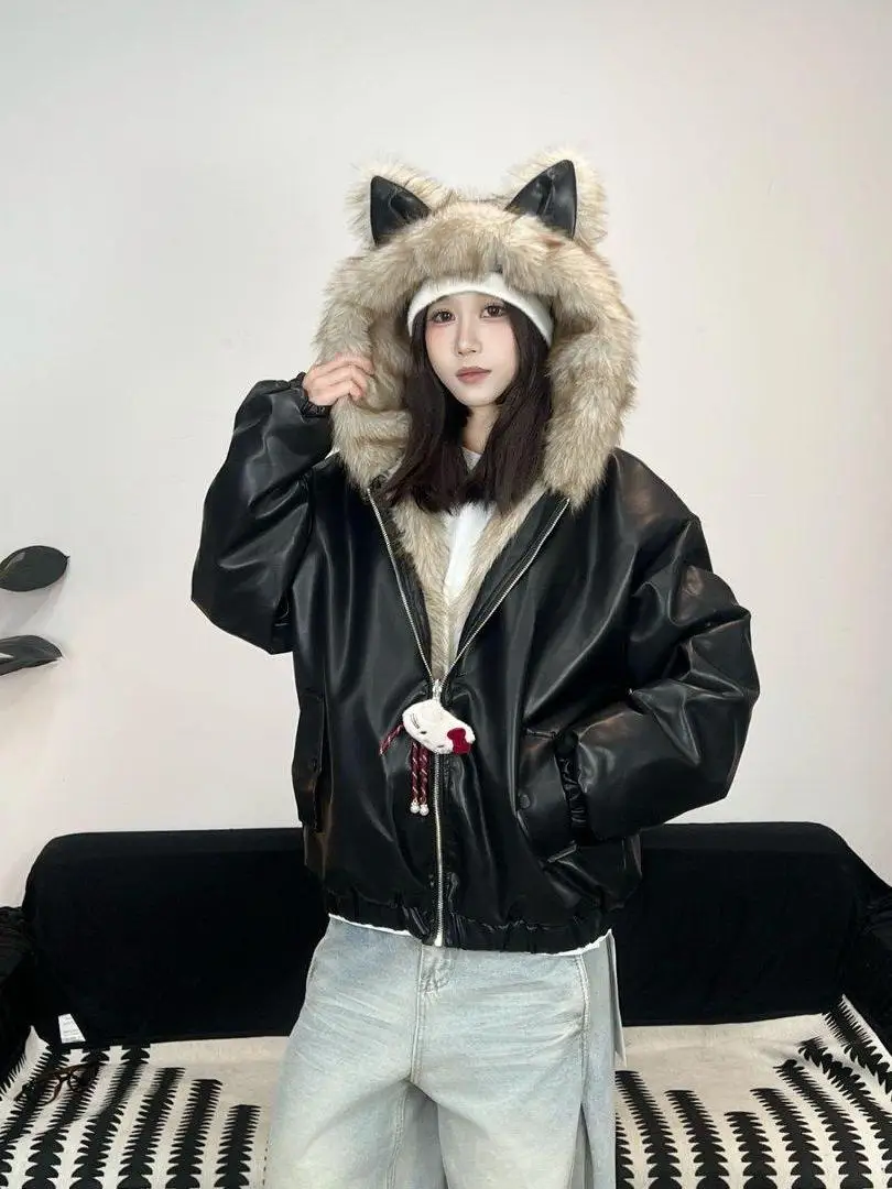 

Новая зимняя женская свободная теплая куртка-пуховик Mountain Eagle с капюшоном из хлопка и высококачественным искусственным мехом