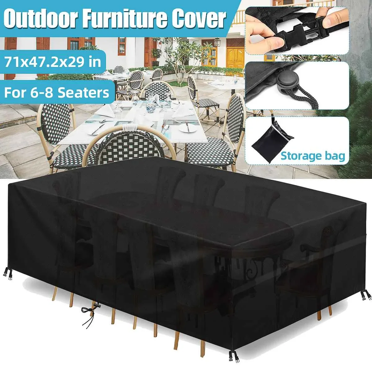 Outdoor Garden Furniture Cover 600D Oxford Waterproof Table Chair Rainproof Dustproof Cover Patio Sofa Protective Covers