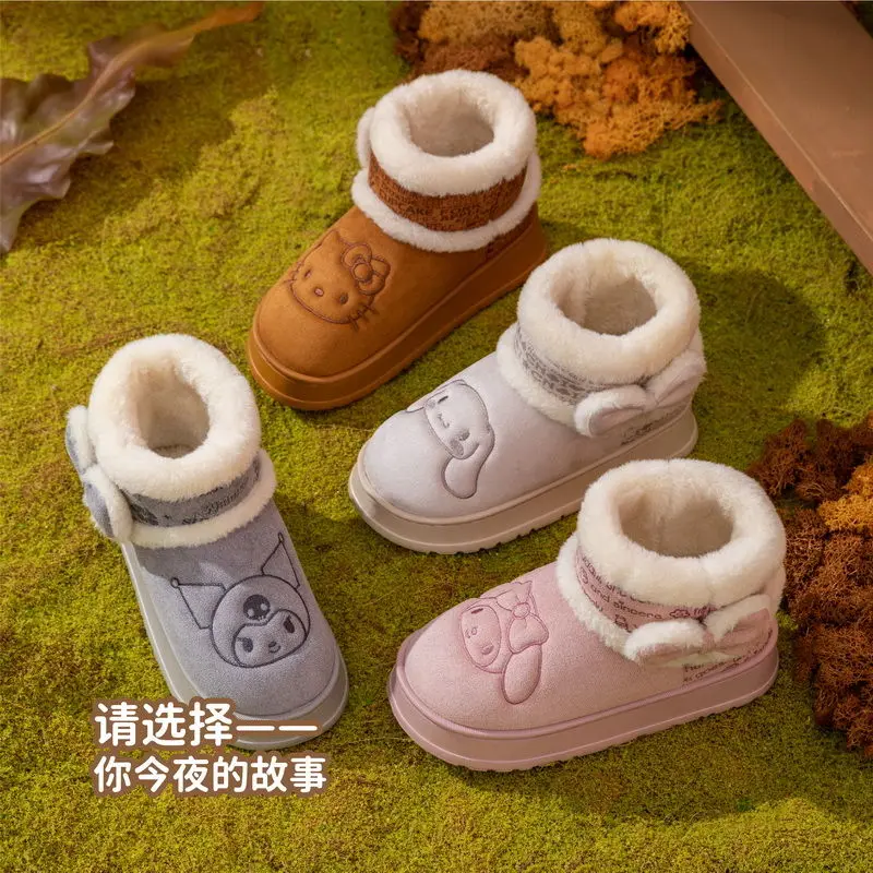 

Anime Hello Kitty Snow Boots Anime Cute Girl Snow Boots Cute Warm Cotton Shoes Kawaii Winter Non Slip Short Boot Cotton Slippers