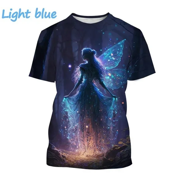 

2025Hot Selling New Fairy 3D Printed T-shirt Forest Elf Round Neck Short Sleeve Magic Elf Fashion Casual Top for Men and Women