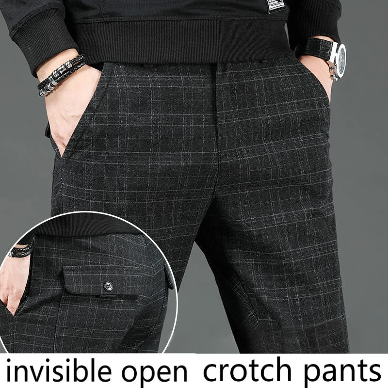 

Невидимые брюки с открытой промежностью, весенние и осенние повседневные брюки, мужские прямые свободные деловые новые брюки, обязательные брюки для свиданий