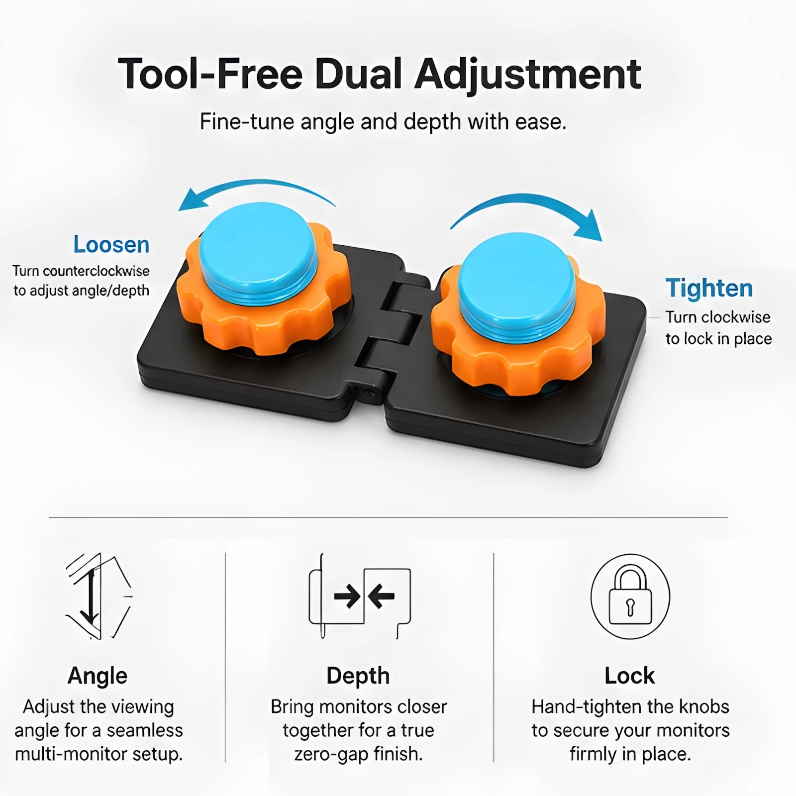 Universal Dual Monitor Alignment Clip Tool-Free Screen Connector Zero Gap Fixer Bracket Double-Sided Adhesive Mount Game Office