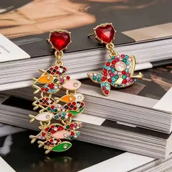 Exaggerated Asymmetric Small Animal Fish-shaped Earrings for Woman Party