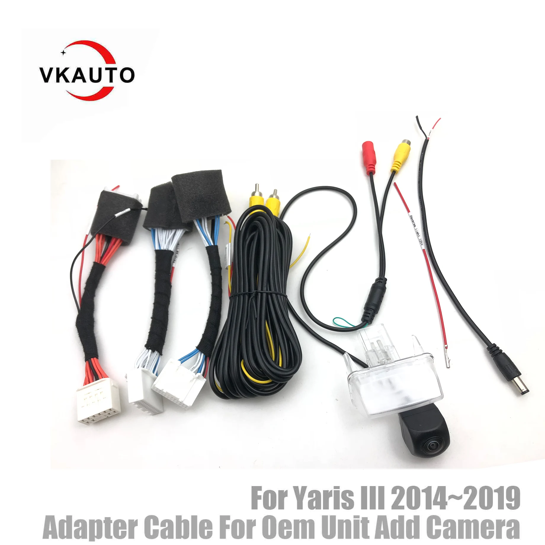 VKAUTO Backup camera kit For Toyota Yaris 3 2013~2019 FT0053B FT0017A Oem Unit Add Rear View Camera