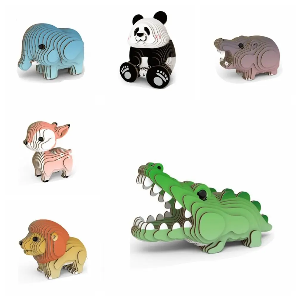 Animal Model Funny 3D Paper Puzzle Montessori Handmade Animal Paper Puzzle Tiger Cognition Paper Card 3D Puzzle School Rewards