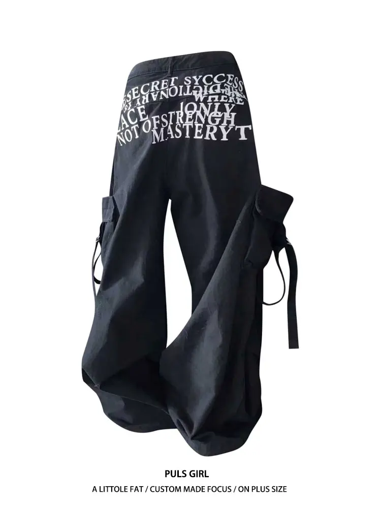 

Женские джинсы большого размера в американском уличном стиле с высокой талией и широкими штанинами, с принтом, из денима, повседневные, модные, новинка 2026 года