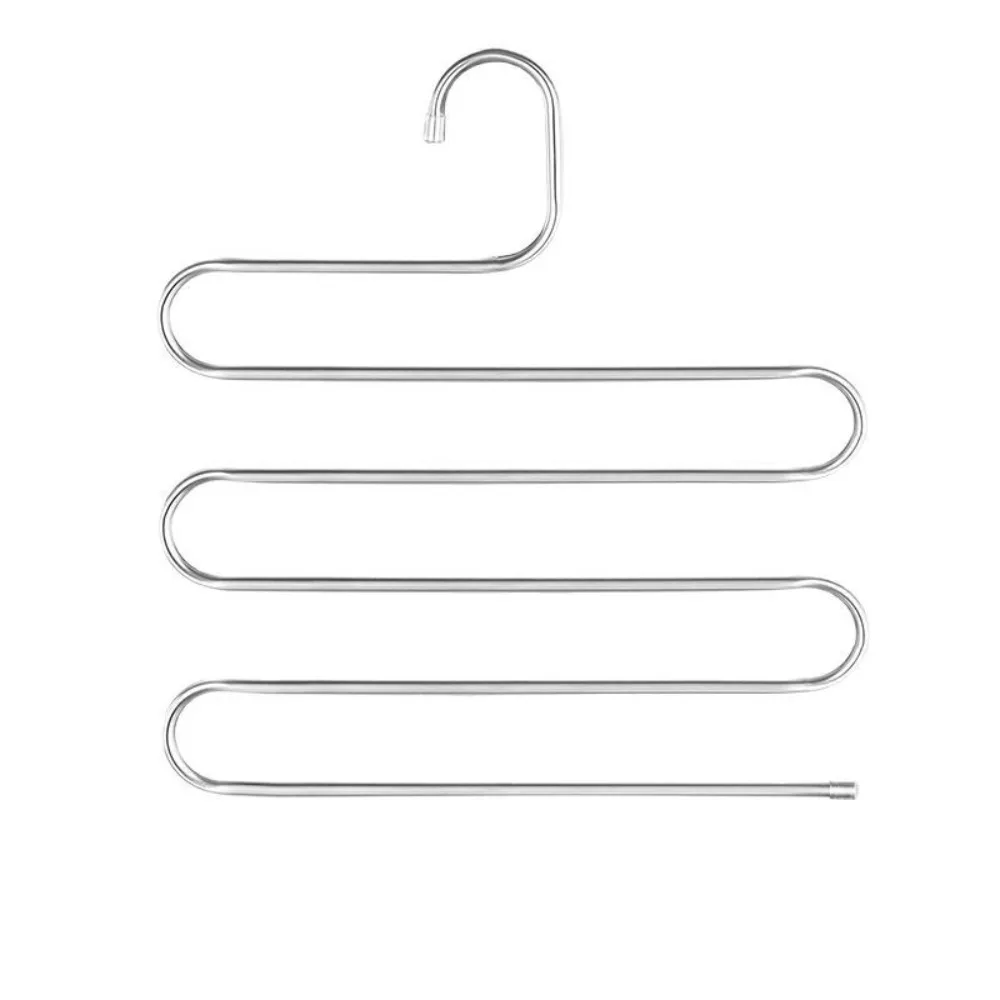 

5pcs Stainless Steel Pants Rack Multi-Functional Five-Layer Storage Rack Anti Slip S-shaped Design Multi-Layer Hanger