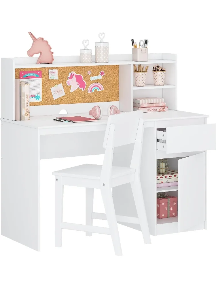 

Kids Study Desk with Chair, Student Writing Desk Computer Workstation for 5-12 Years Old