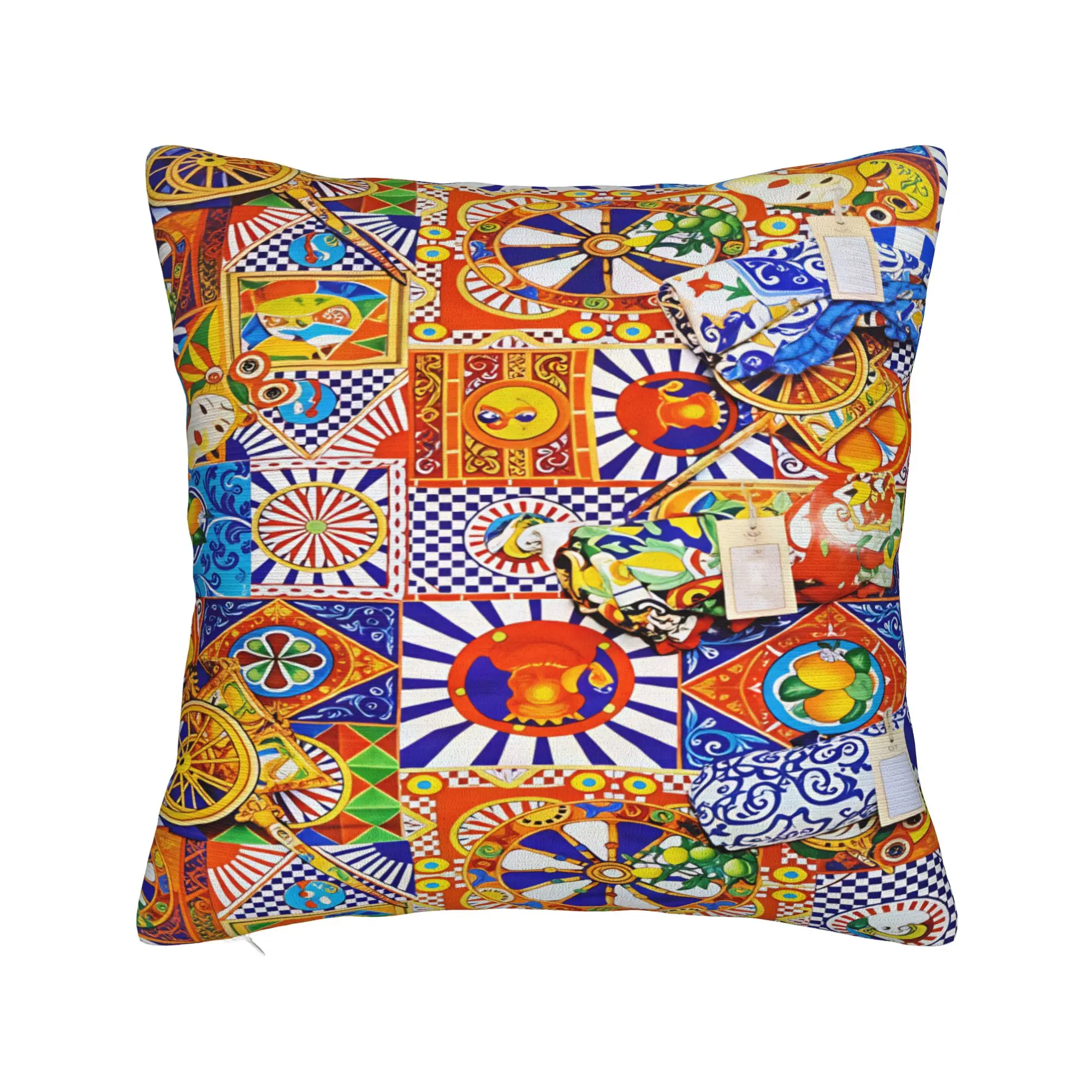 Italy Cute Print Sicilia Sicily Love Trinacria Pillow Cover  Square Cushion Cover Morden Pillow Case For Living Room Chair