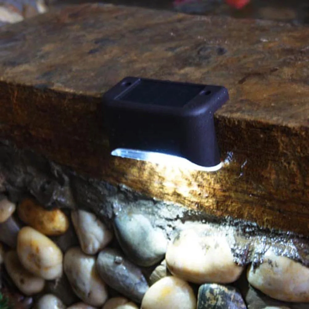 Solar Step Lights Led Stair Deck Railing Outdoor Security Lighting Ip65 Waterproof Garden Path Night Sensor Black Shell