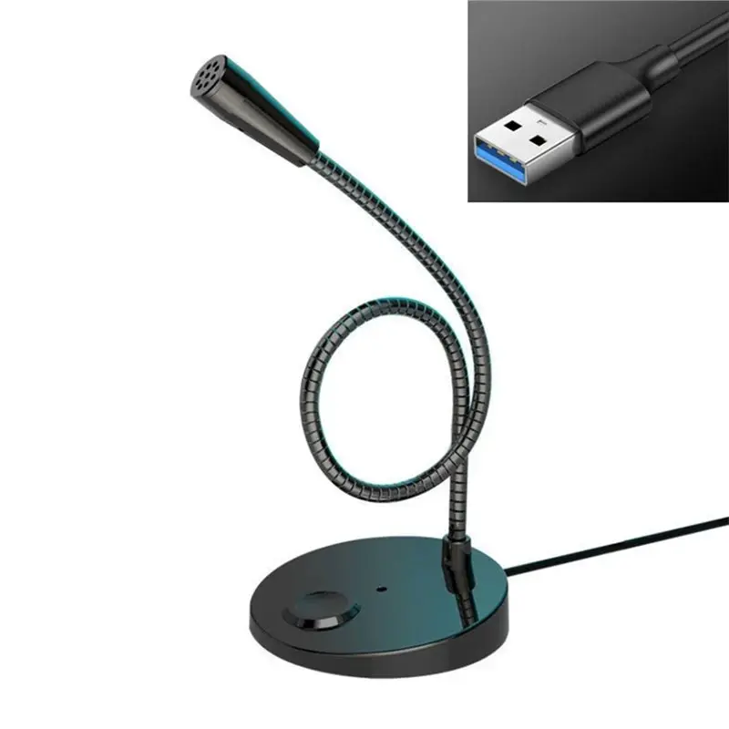 Micrófono FFYY-USB para PC, ordenador portátil, portátil, micrófono de escritorio con cable, altavoz incorporado para aplicaciones de voz