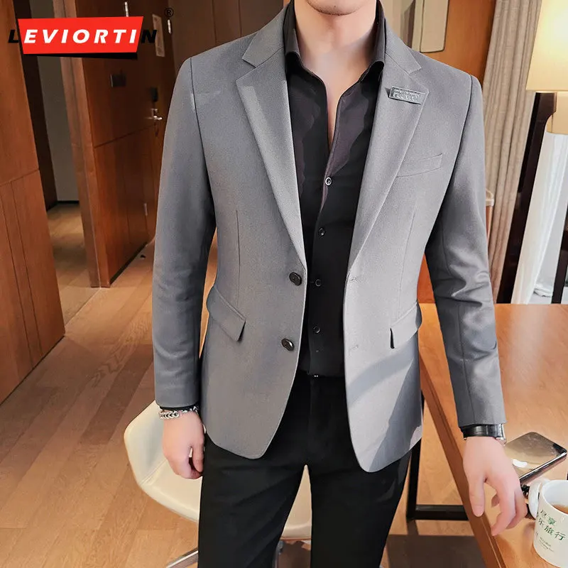 

Plus Size 4XL-M Business Formal Wear Long Sleeve Blazer Jackets For Men Clothing 2024 Slim Fit Casual Suit Coats Tuxedo Dress