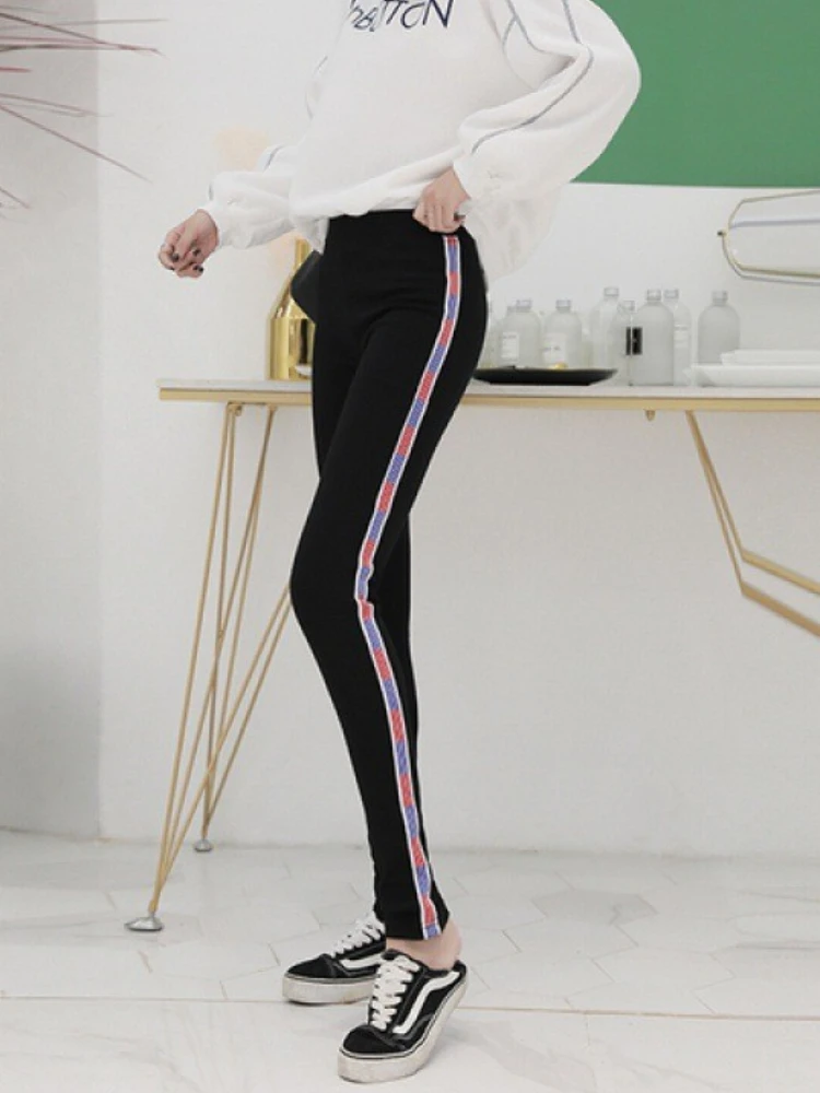 Skinny Casual Pants Women Joggers Soft Panelled High Waist All-match Streetwear Fashion Ulzzang Personality Pantalones De Mujer