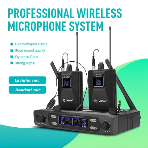 Dual-Channel UHF Wireless Lavalier Mic System with 2 Bodypack Transmitters
