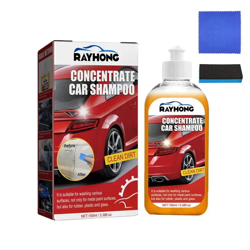 

Auto Shampoo Cleaner 3.38oz High Concentration Car Shampoo Auto Paint Foaming Liquid Includes Sponge And Towel For Water Stains