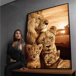Diamond Embroidery Animal Lion Family Affection  Full Square round Diamond Mosaic Art Painting Cross Stitch Wall Decor