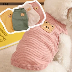 Cute Vest Pet Dog Clothes Cat Solid T-shirt Clothing Dogs Thin Small Fashion Chihuahua Cotton Summer Green Breathable Girl Pug