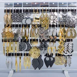 10/20/30/50Pairs/Lot Retro Trend Bohemian Frosting Carved Hollow Earrings For Women Mix Style Jewelry Party Gifts Wholesale