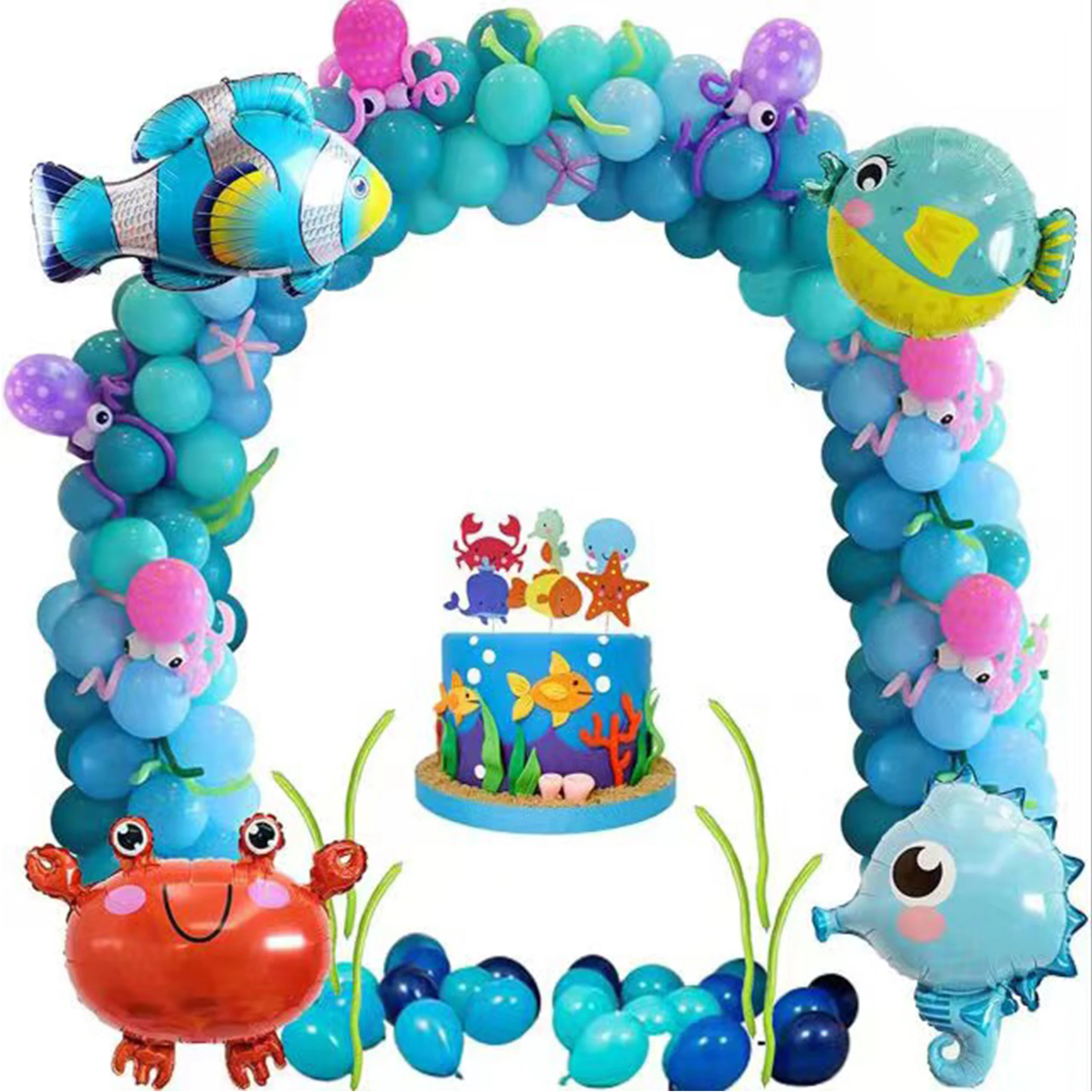 40 inch ocean theme Garland arch, for boy, birthday party, Bath decoration, octopus, starfish, animal balloon