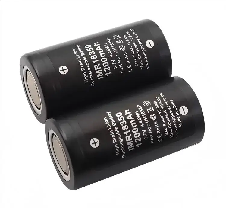 2pcs/lot Genuine 10A Discharge for Keeppower IMR18350 3.7V 1200mAh UH1835P Li-ion Rechargeable Battery Batteries 18350 Genuine
