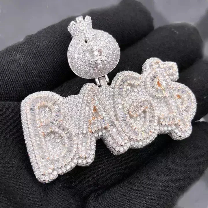 Hip Hop Iced Out Bling Bling Cubic Zirconia Paved Us Dollar $ Money Bag Pendant Necklace Hip Hop Gift Jewelry for Women Men