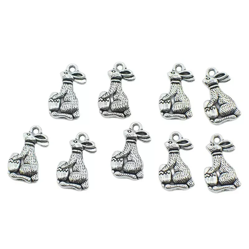 240 Stück antiksilberfarbene Kaninchen-Anhänger, 17 x 10 mm, für Halsketten, Ohrringe, Schmuckherstellung, A1688, Schmuckzubehör, Basteln – Detail 1