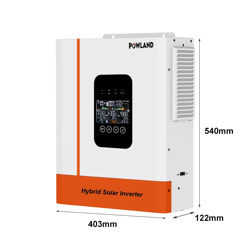 POWLAND 12KW Hochleistungs-Solar-Hybrid-Wechselrichter 48V 12000KVA Max 500VDC Reine Sinuswelle Mit MPPT LCD WiFi CE Doppelausgang MwSt.-frei