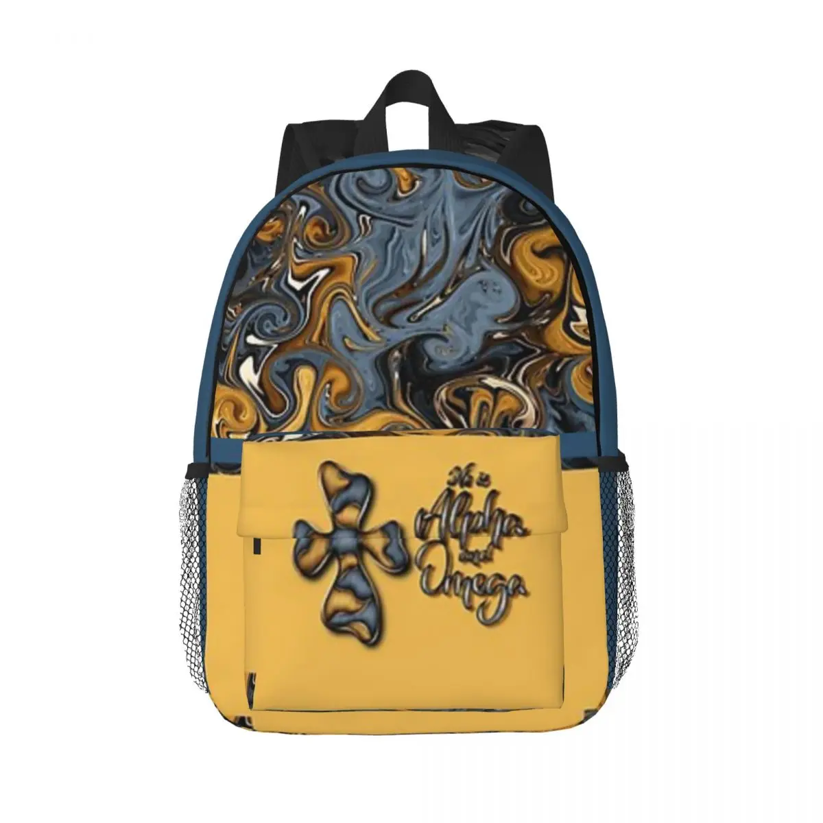 Ele é Alpha & Omega Bookbag, V3 impresso, leve, mochila casual para escola, ao ar livre, compras, escritório, 15"