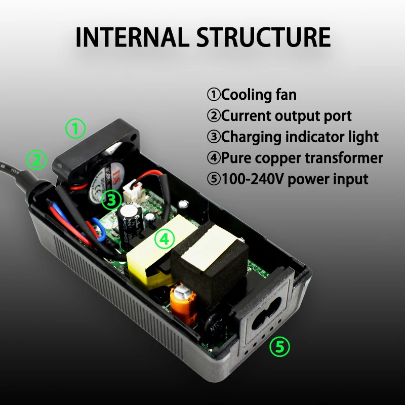 25.2V 2A 3A 4A 5A Fast Charging Li-ion Charger Adapter with 100-240V Input  6S 21.6V 22.2V  Rechargeable Lithium Battery Pack