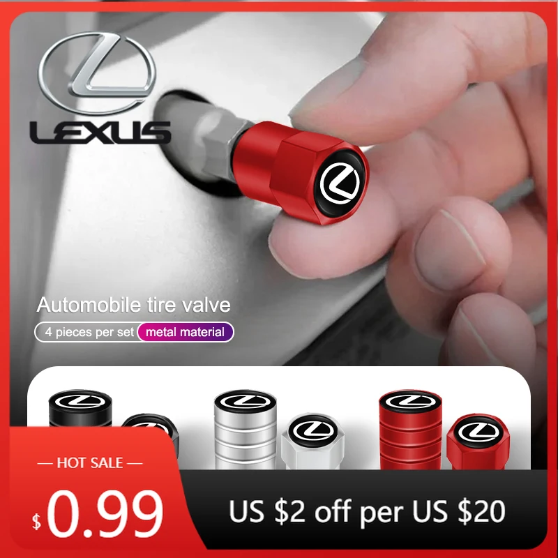 Interior Stickers 4Pcs Aluminum Alloy Car Wheel Tire Valve Caps Stem Cover For Lexus GS IS LS500h ES260 ES300h RX350h NX260 UX26