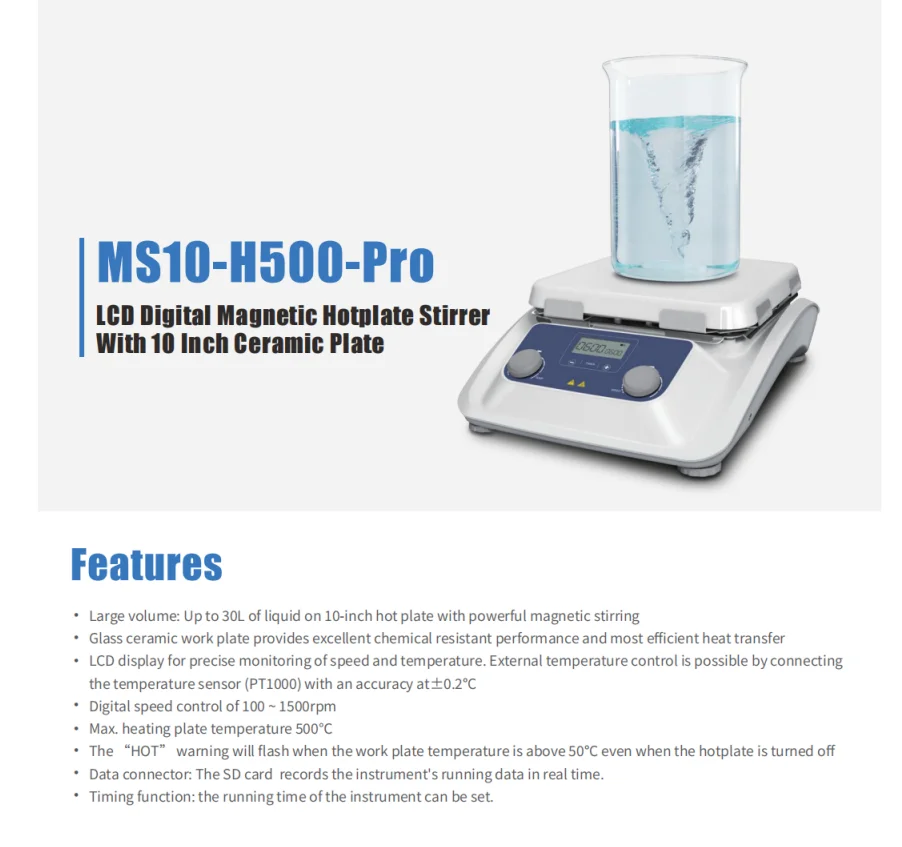 IKEME MS10-H500-PRO High Quality LCD Laboratory Magnetic Agitators 30L Water Large Capacity Hotplate Magnetic Stirrer Mixer