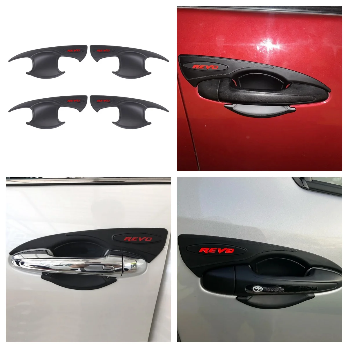 Manija de inserción de puerta de protección para Toyota Hilux REVO, cubierta de tazón, piezas de automóviles, ABS, negro mate, accesorios de coche,