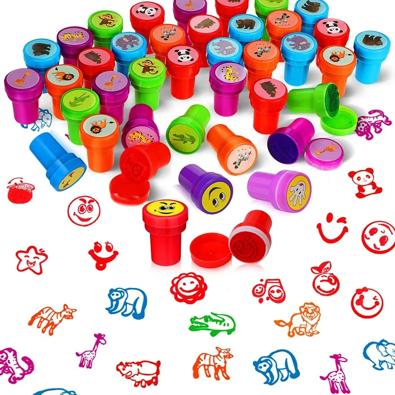 مزرعة الحيوان الحيوان الخضار الفاكهة نمط متنوعة Stamps للأطفال الحبر الذاتي المعلم Stamps الاطفال صندوق الكنز جائزة للفصول الدراسية