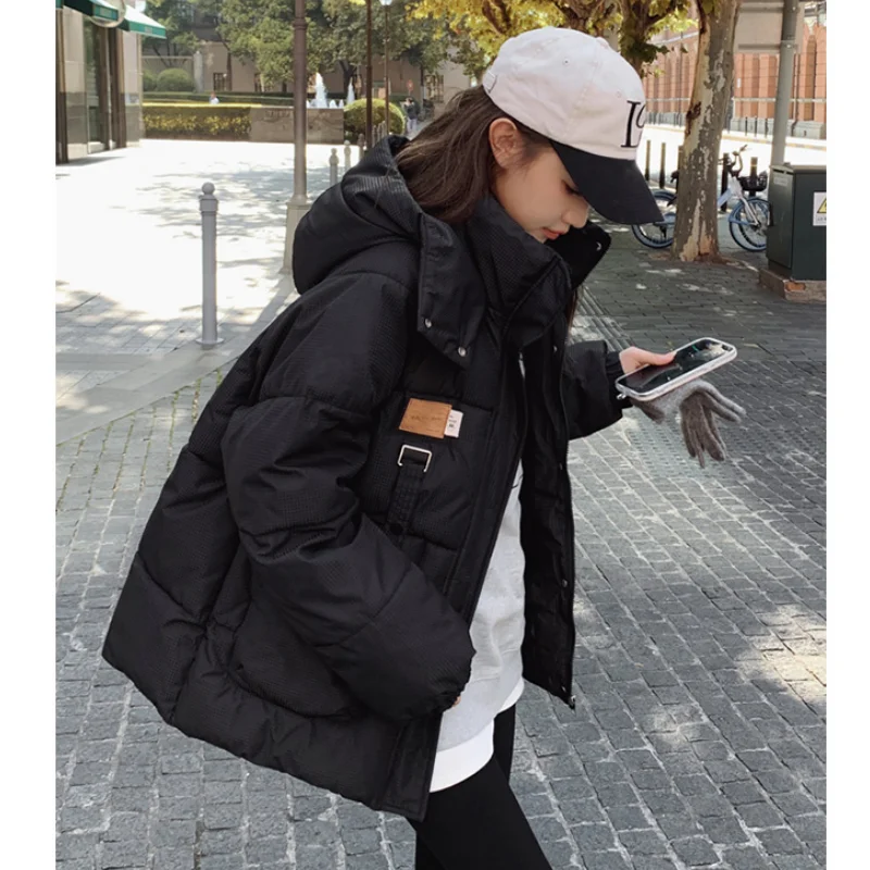 Women Khaki Down Jacket Fashion WhiteThickening Warm Feather Female Duck Down Comfortable Short Solid 2023 Winter Hooded Outwear