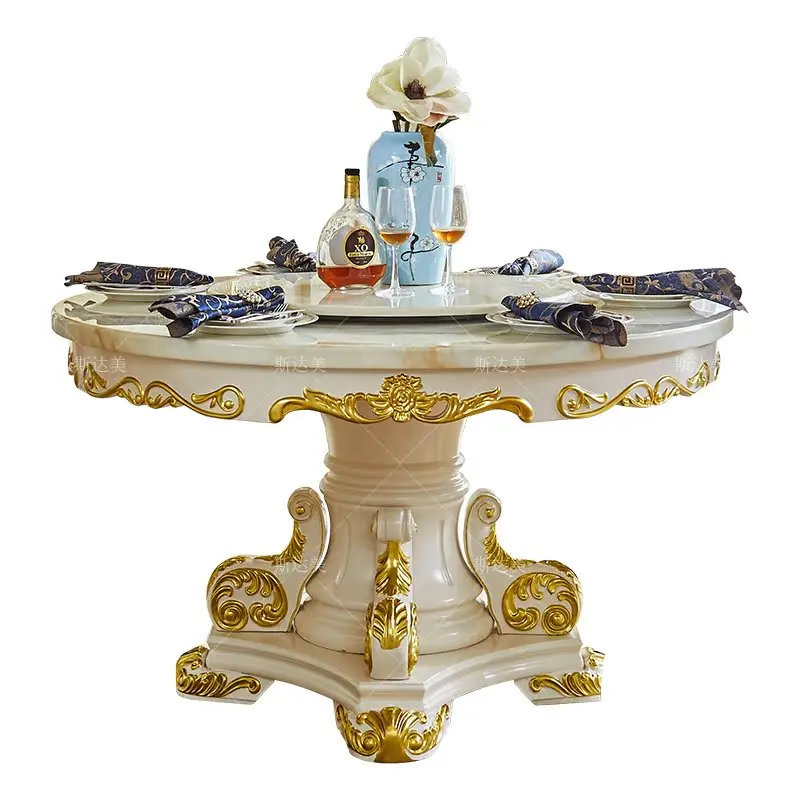 Restaurant Marble Dining Table and Chair Combination Villa Hotel Household Dining Table Round