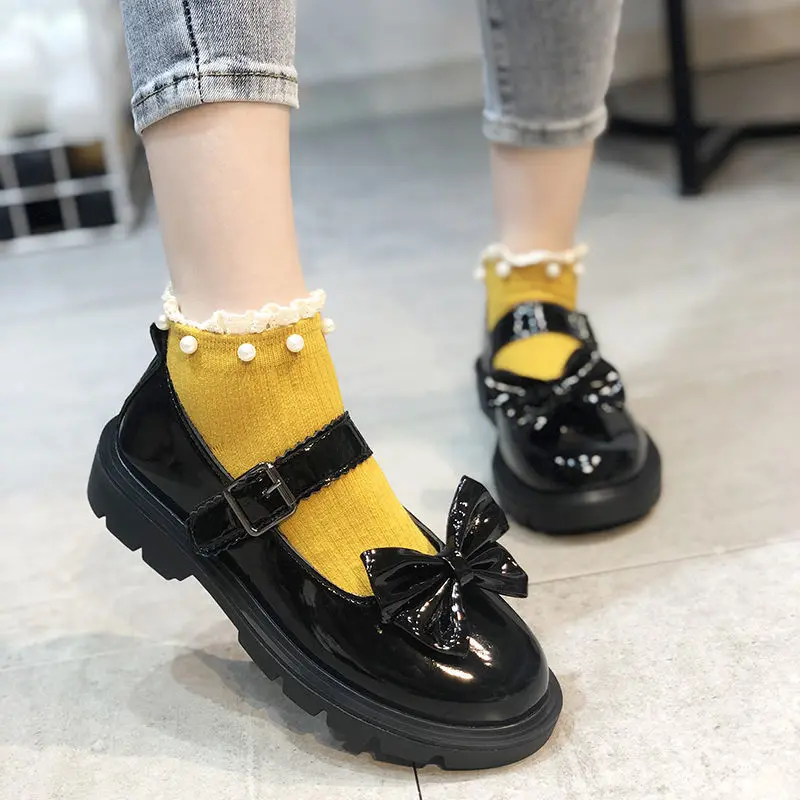 Fashion High Heel Women Trend Chunky Heels Platform Summer Black Elegant Party bow Shoes The Glossy Fashion sandal Large size