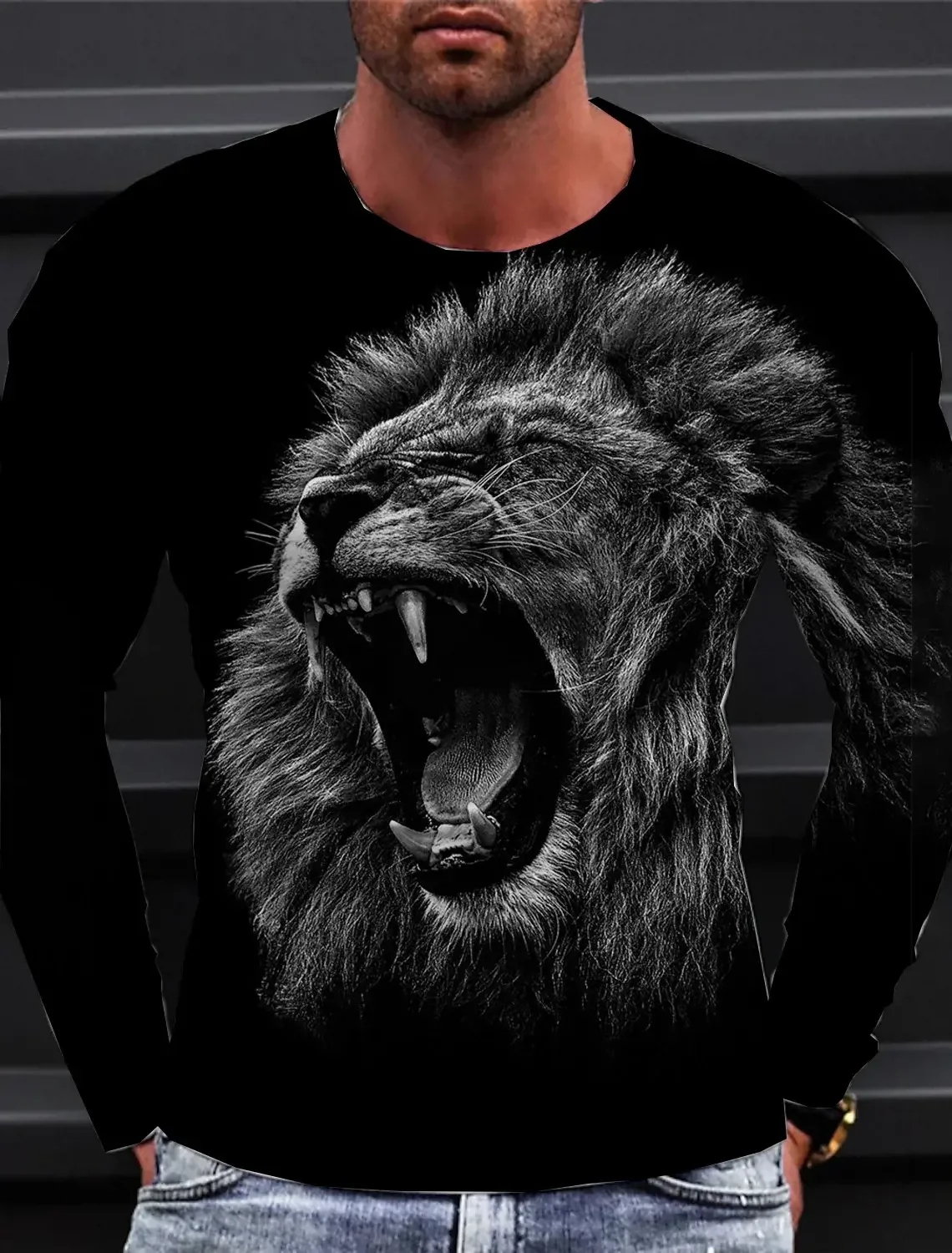 Lion 3D Full Printing Men's Long Sleeve T-shirt For Men Clothing Casual Fashion Sportswear Harajuku Clothing Streetwear Tops