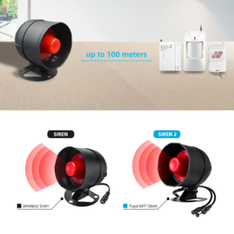 Tuya WiFi สัญญาณเตือนไซเรนอัจฉริยะ 110dB |   สัญญาณเตือนความปลอดภัยไร้สายกันน้ํา IP65 พร้อมการควบคุมด้วยเสียงของ Alexa/Google Home