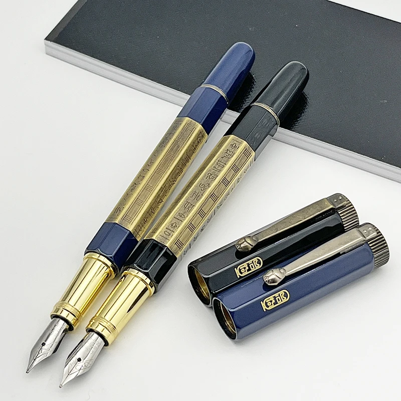 Imagem -02 - Yamalang-luxury mb Fountain Pen Estilo Único Egito Letter Carving Material de Escritório Clássico Número de Série Edição Limitada