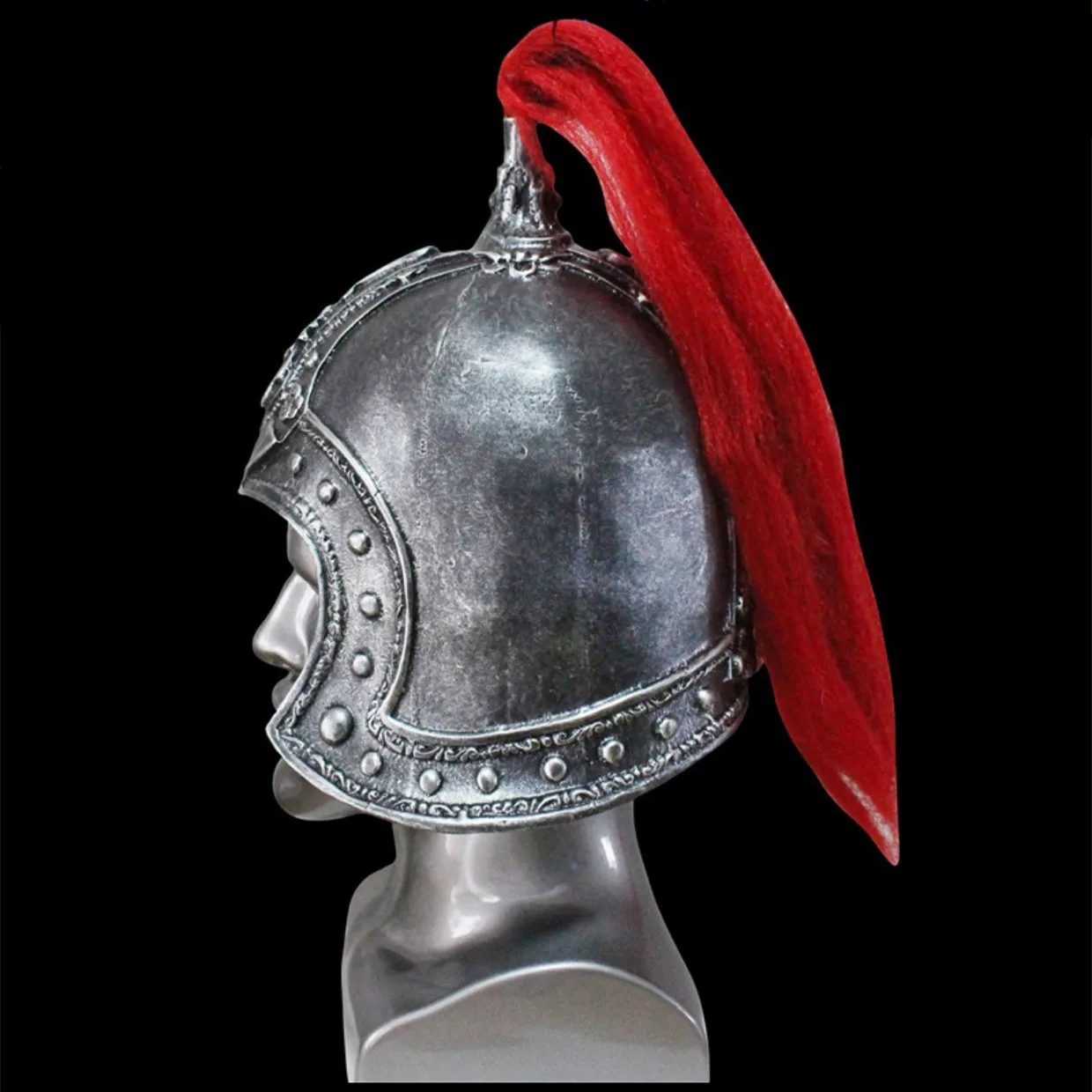 Carnival Party Mask New Roman Imperial Gallic Centurion Mild Steel Helmet Armour Red Crest Plume