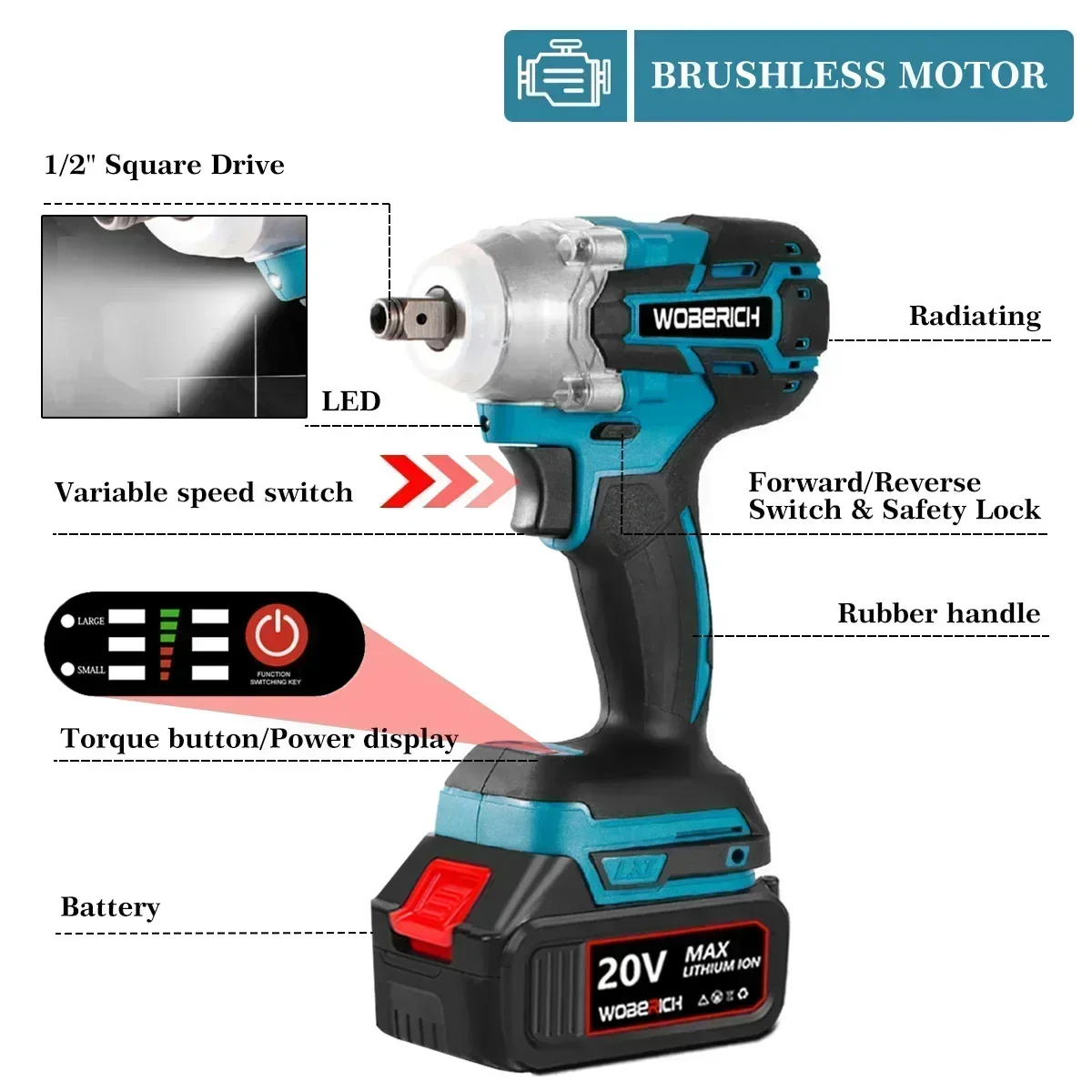 Imagem -03 - Cordless Angle Grinder Broca Elétrica Chave de Impacto Driver com 2x Bateria Ferramentas Elétricas Fit para Makita 18v