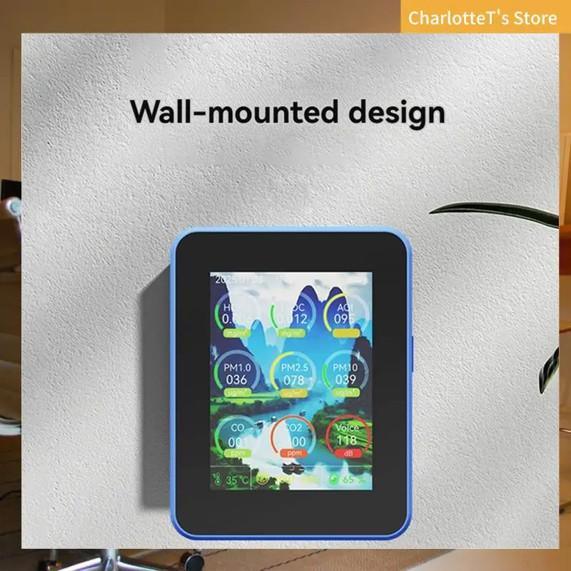 

Indoor Air Quality Monitor,Portable Smart Air Quality Tester For HCHO/TVOC/PM2.5/PM10/CO/CO2 For Home Cars Plants-ABLI