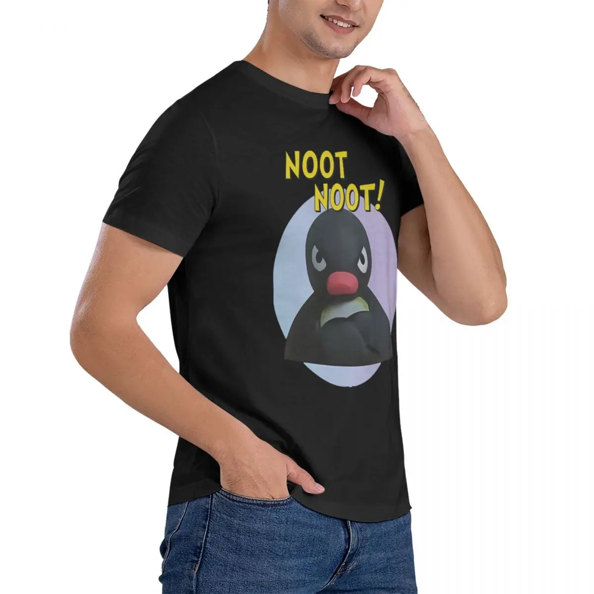 Men T-Shirts Noot Noot Meme Fashion Pure Cotton Tees Short Sleeve PINGU T Shirt Crew Neck Clothing Adult