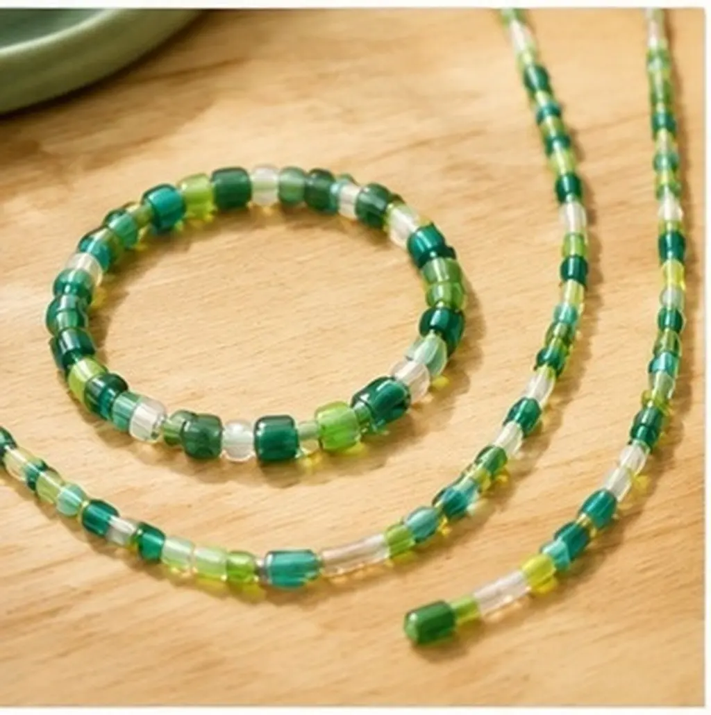 1 Bag Green Glass Beads For Diy Jewelry Making - Mini Assorted Tube Craft Beads Set For Bracelet Embroidery Handicraft Work