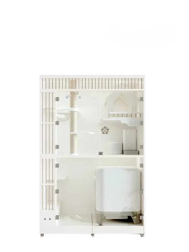 Cat Villa Home Luxury Solid Wood Cat Cage Intelligent Automatic Litter Box Super Large Space Cat Cabinet