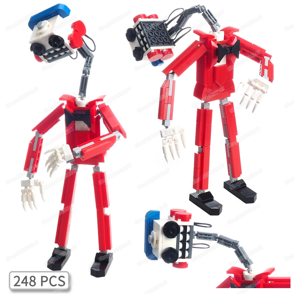 Red Mutation Death Hotline Building Block Assembly MOC Search Bow tie Phone Monster Challenge Obstacle Scene Model Gift Boy Toys