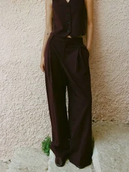 New style women's clothing, elegant and versatile, high waist, slimming, double pleated, casual wide-leg trousers