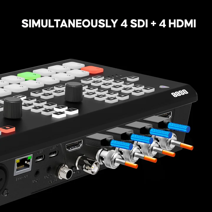 Видеомикшер OSEE GoStream Duet 8 ISO с 8 каналами, 4K HDMI, SDI, NDI HX, SRT, RTMP, аудиовходом для веб-камер